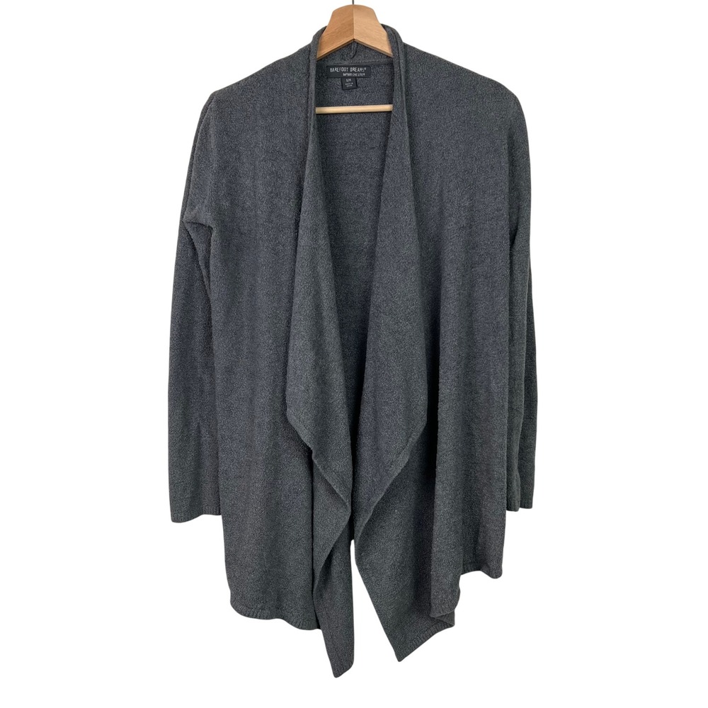 Barefoot Dreams Bamboo Chic Lite Drape Front Calypso Wrap Cardigan Sz S/M Gray
